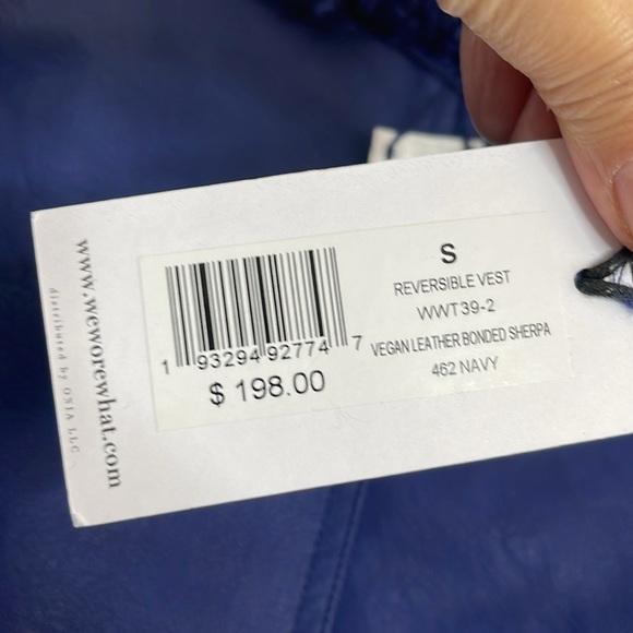 NWT We Wore What Reversible Faux Leather Blue Sherpa Vest size Small - Picture 6 of 8